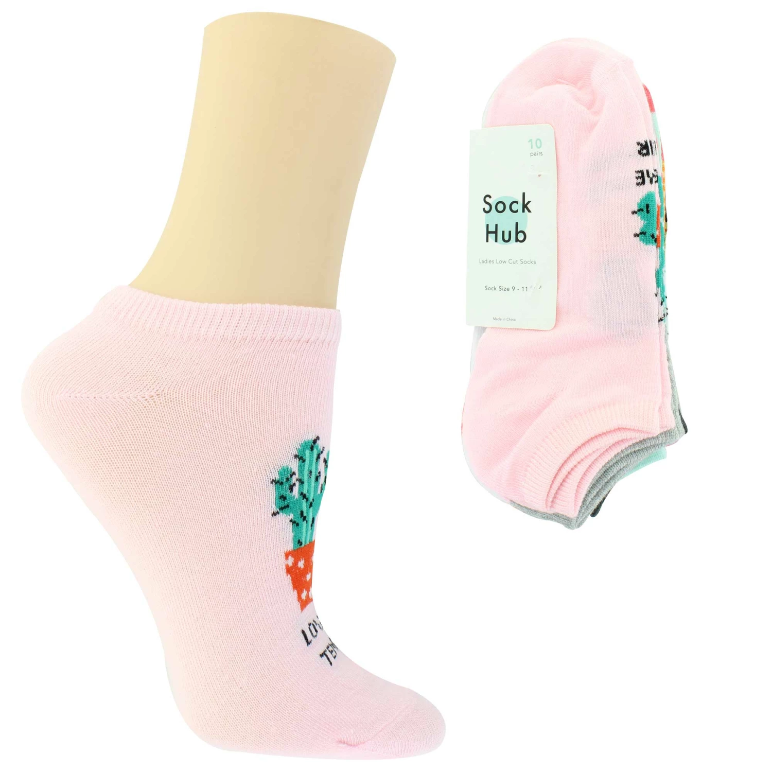 Women's Sock Hub Cactus No-Show 10 For $10