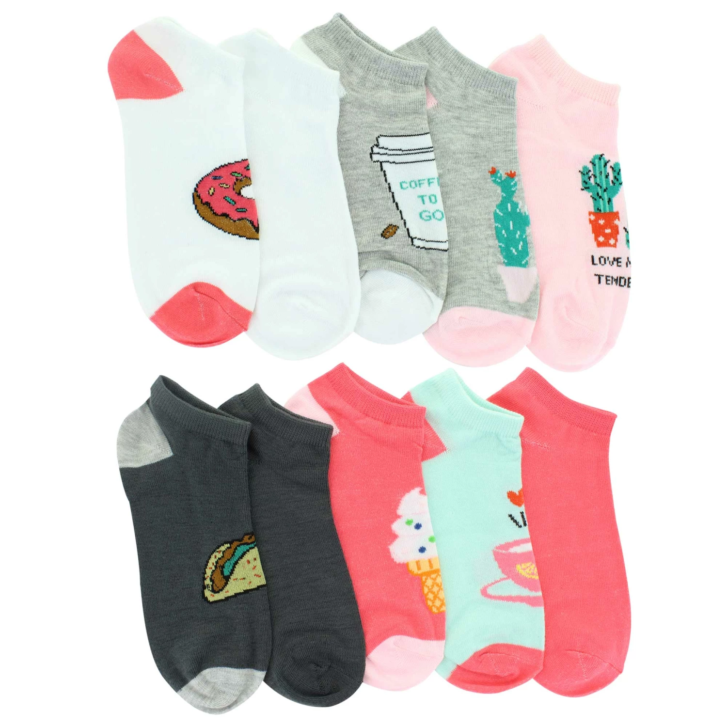 Women's Sock Hub Cactus No-Show 10 For $10 - Image 2