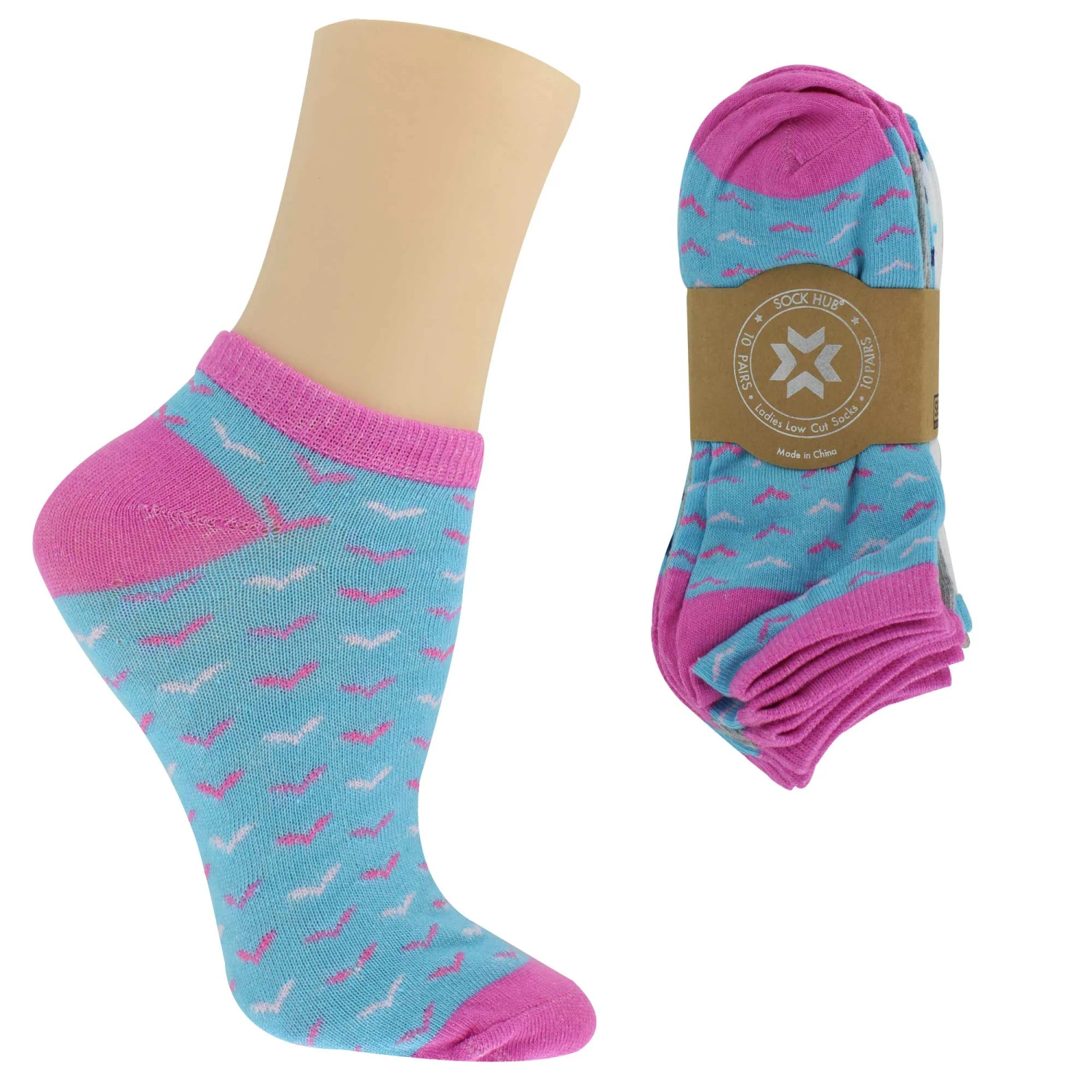 Women's Sock Hub Pattern No-Show 10 For $10