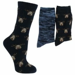 Born Wool Blend Moose-Print Crew 2-Pair Pack