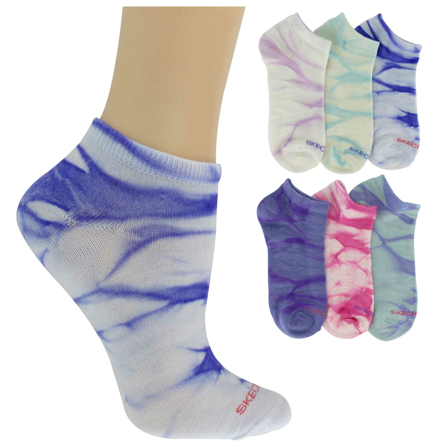 Women's Skechers Active Tie-Dye Low-Cut 6 Pairs