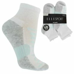 Women's ElleSport Striped Quarter Socks 10 For $10