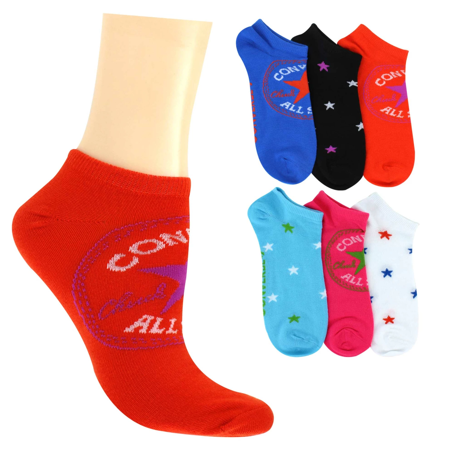 Women's Converse Star Patch No-Show 6-Pair Pack