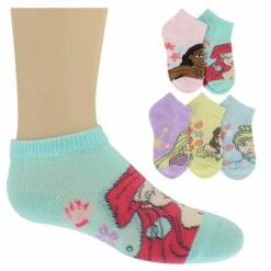 Kids' Disney Princess No-Show 5-Pair Pack