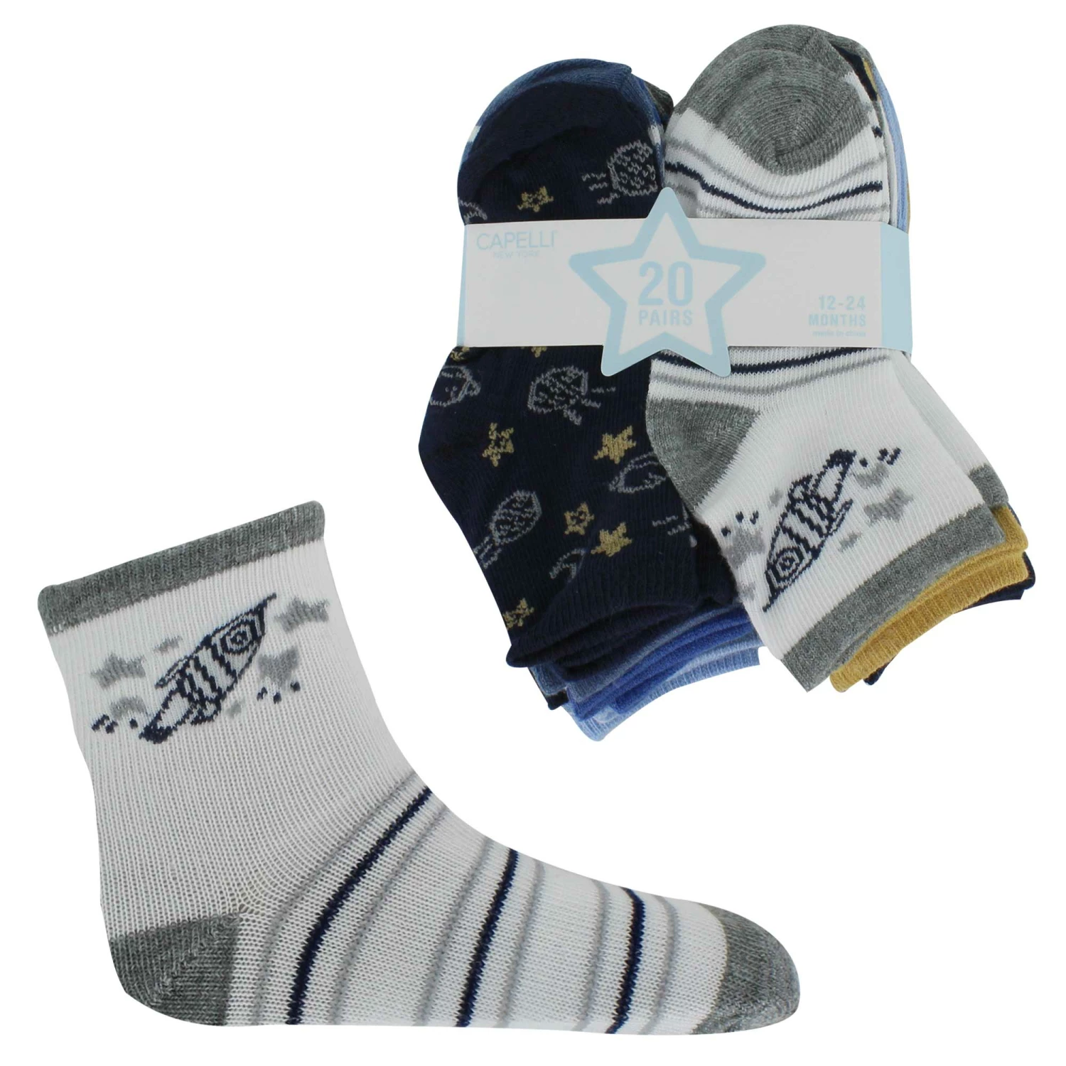 Infants' Capelli Celestial Stars Crew 20-Pair Pack