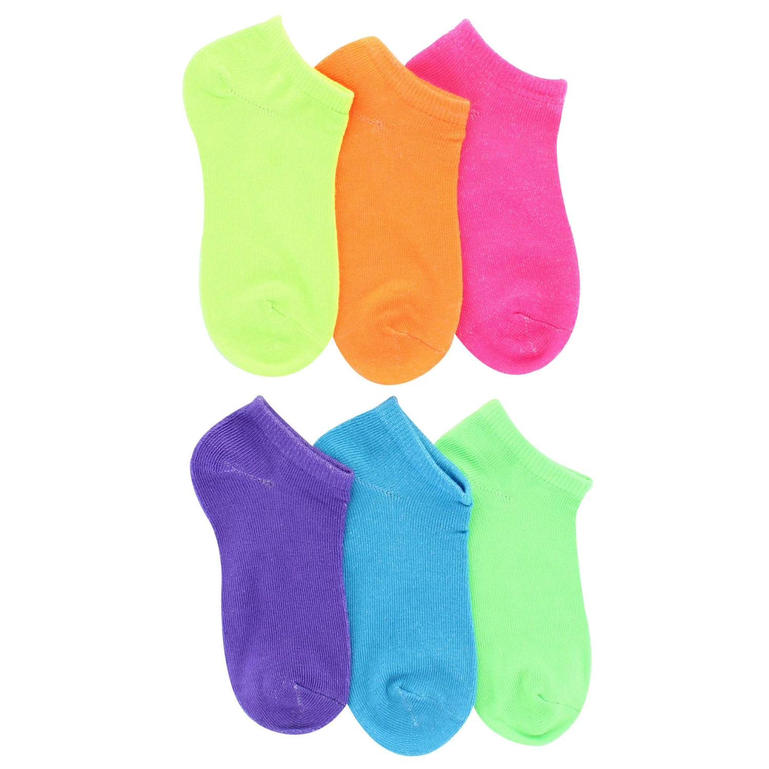 Girls' Dominique Nicole Neon No-Show 6-Pair Pack - Image 2
