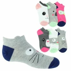 Girls' Dominique Nicole Animal Face 6-Pair Pack