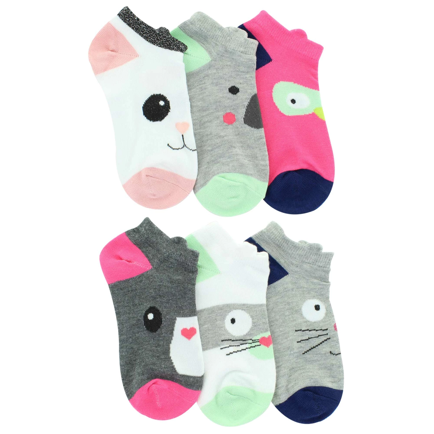 Girls' Dominique Nicole Animal Face 6-Pair Pack - Image 2
