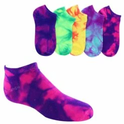 Girls' Dominique Nicole Tie-Dye No-Show 5 Pairs