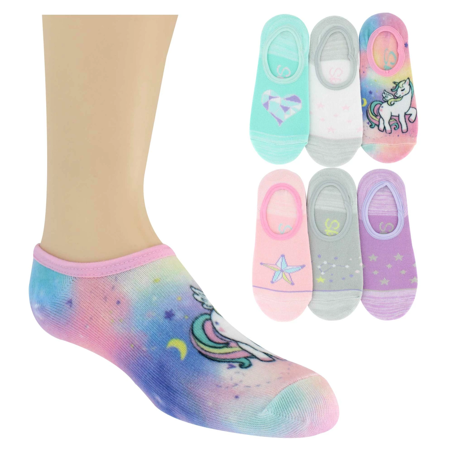 Kids' Skechers Unicorn Liner 6-Pair Pack