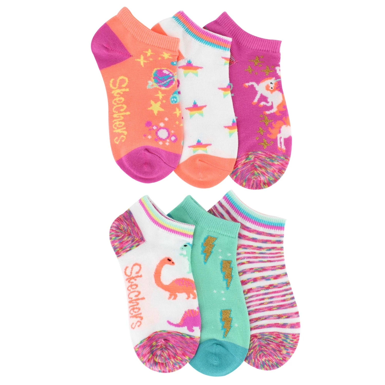 Kids' Skechers Unicorn No-Show 6-Pair Pack - Image 2