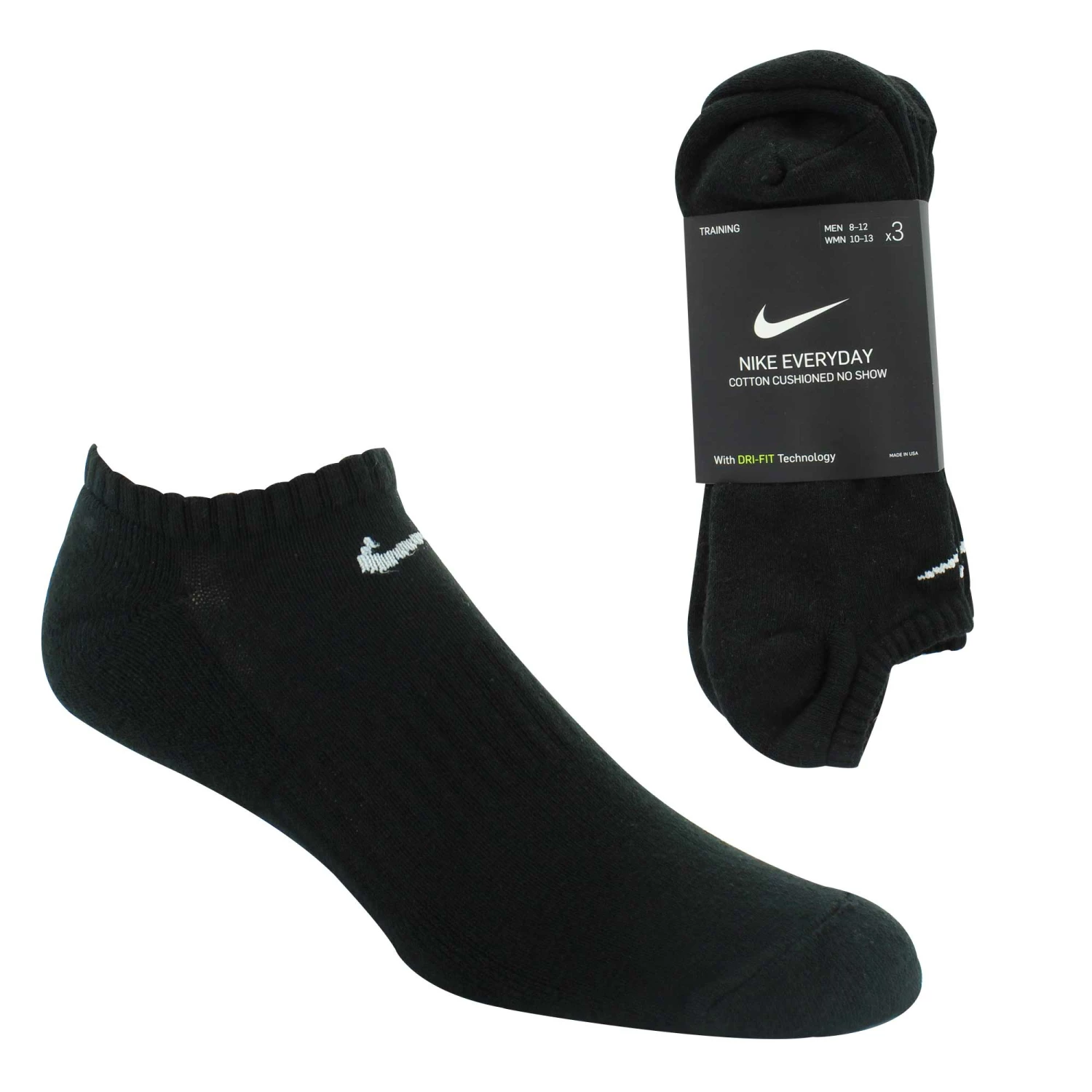 Men's Nike Cushion No-Show Training Socks 3 Pairs